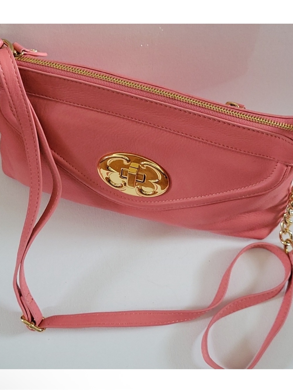Emma Fox Envelope leather shoulder/ Crossbody Handbag in Blush/Muted pink